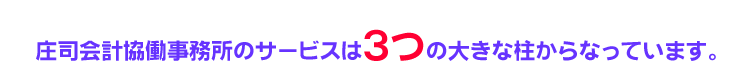 庄司会計協働事務所のサービスは3つの大きな柱からなっています。